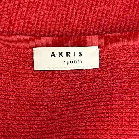 Akris Punto Pullover Sweater Top Size 16 Sleeveless Ribbed Cranberry Red Italy - Picture 6 of 9